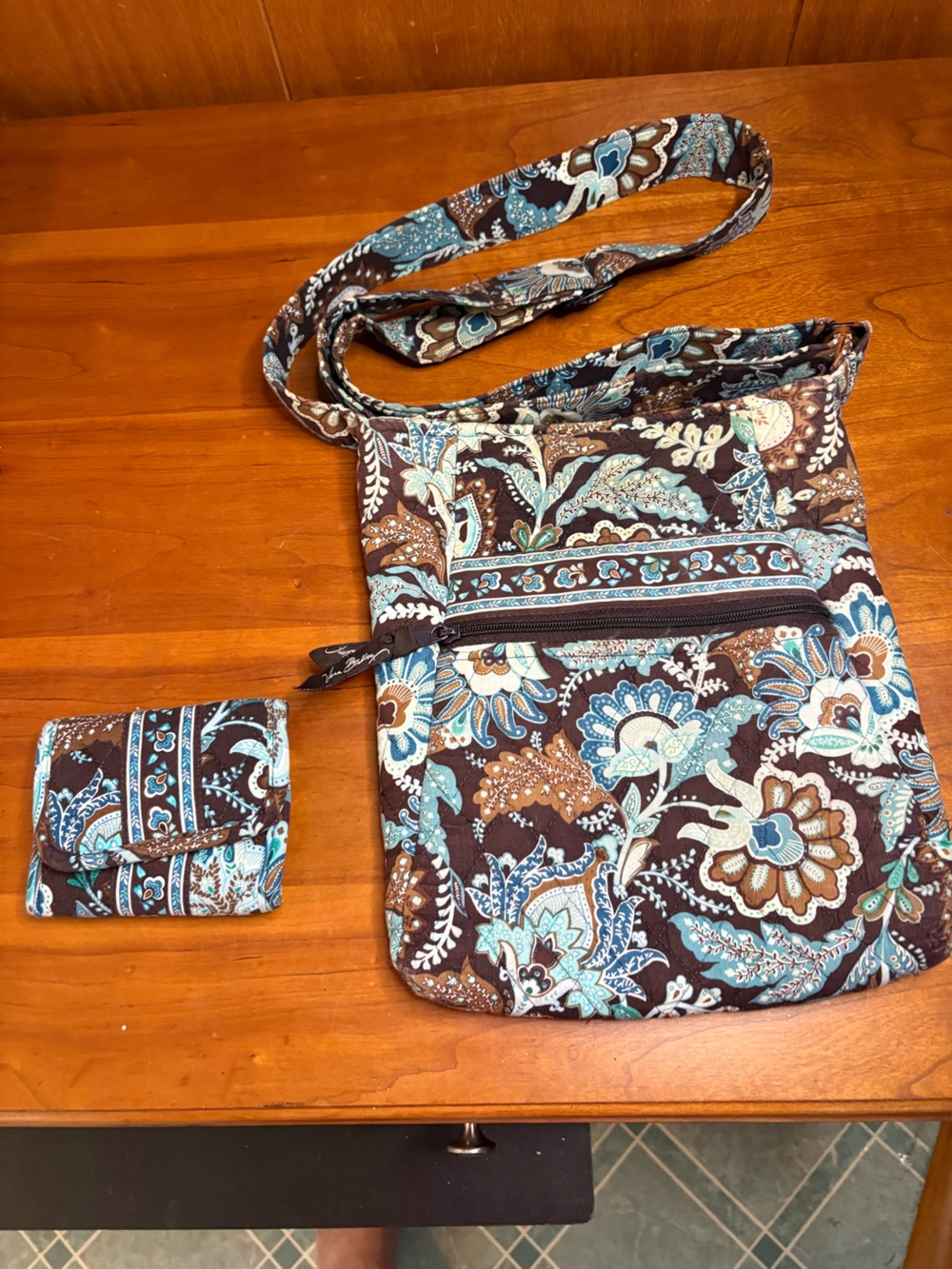 Vera Bradley crossbody bag and trifold wallet in Java blue